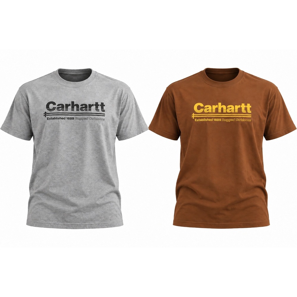 Lot of 2 Carhartt 4XL Relaxed Fit Graphic T-Shirts Gray Brown Rugged Outdoor